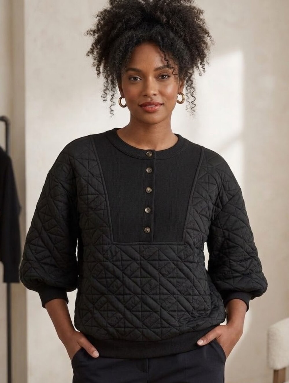 Jodifl Quilted Pullover Sweatshirt
